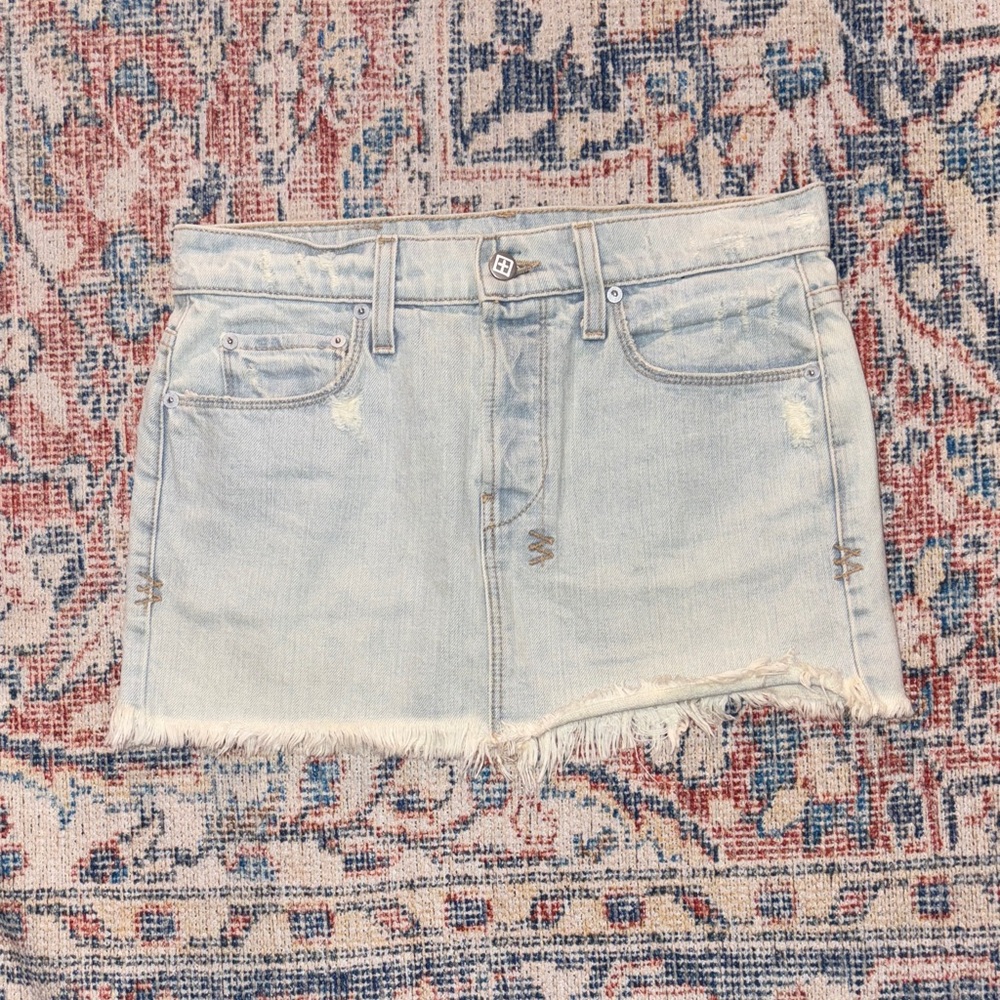 Ksubi Denim Frayed Hem Mini Skirt SZ 26 NWOT